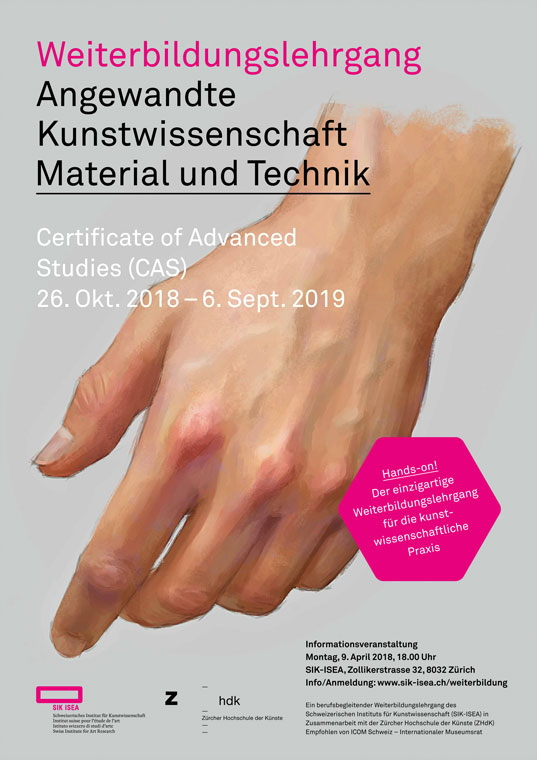 Informationsveranstaltung Weiterbildungslehrgang «Angewandte Kunstwissenschaft. Material und Technik»