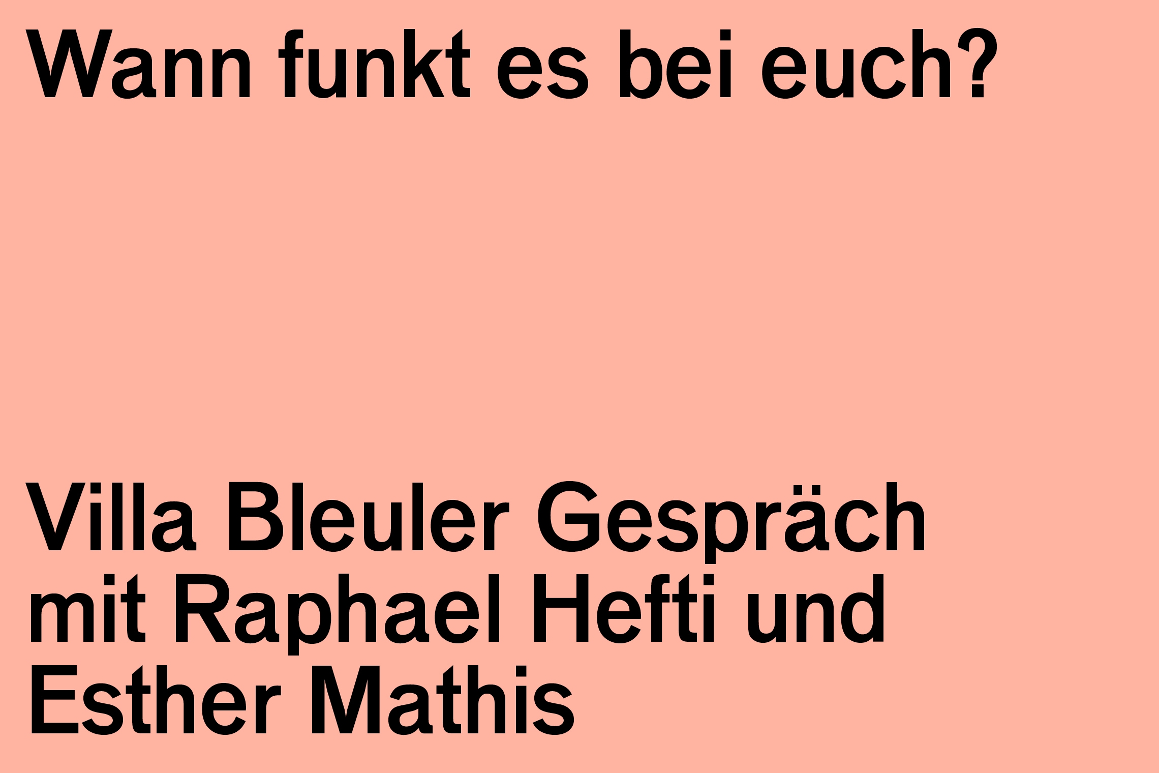 Villa Bleuler Gespräch: Hefti / Mathis