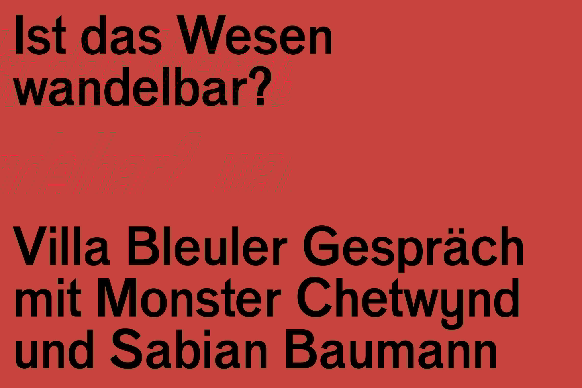 Villa Bleuler Gespräch: Sabian Baumann / Monster Chetwynd