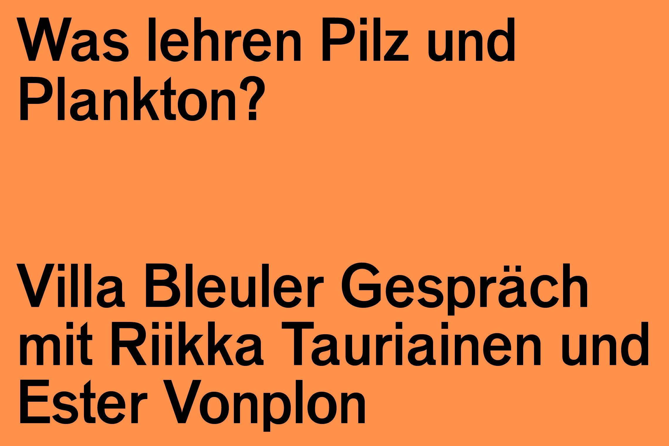 Villa Bleuler Gespräch: Tauriainen / Vonplon