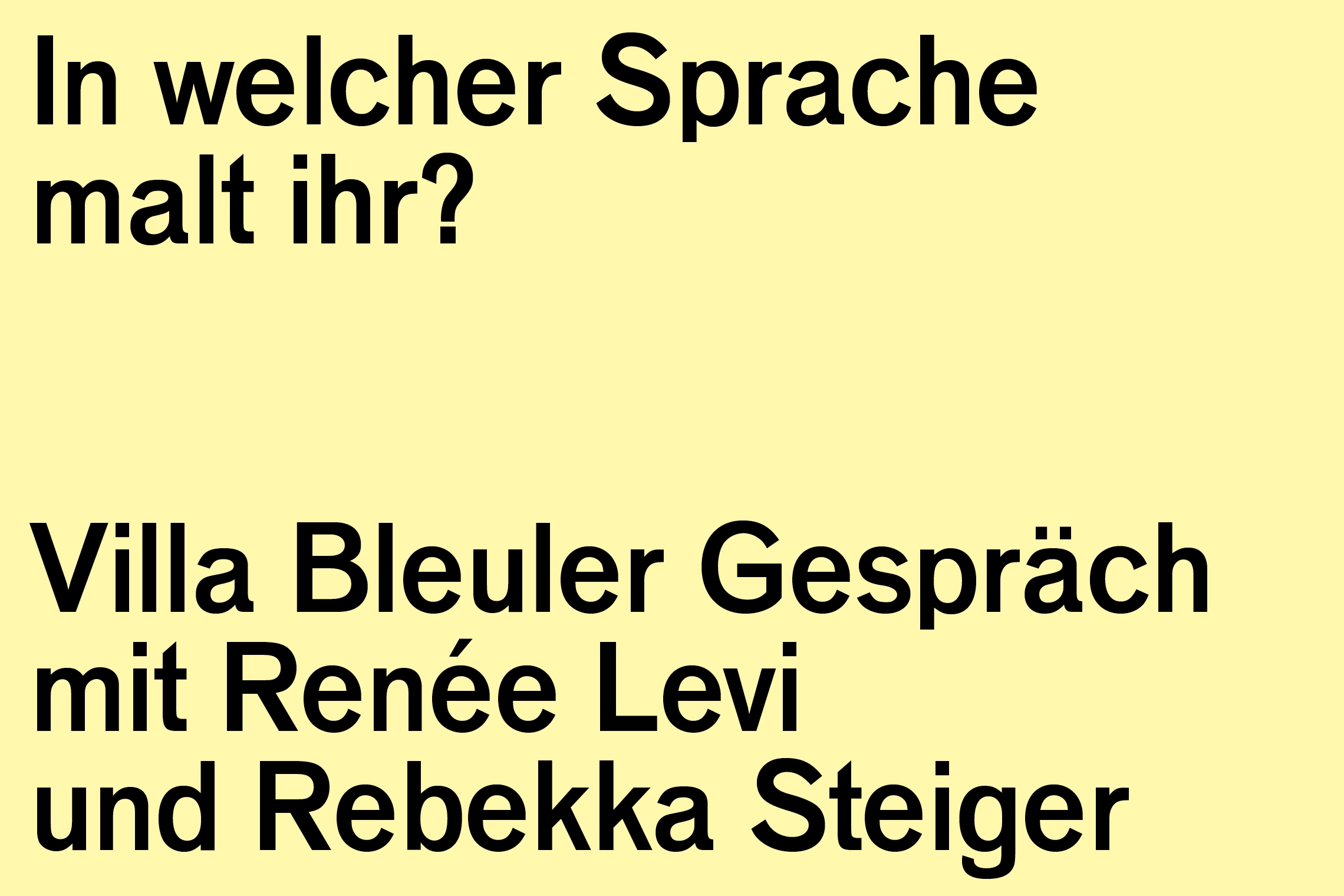 Villa Bleuler Gespräch: Levi / Steiger