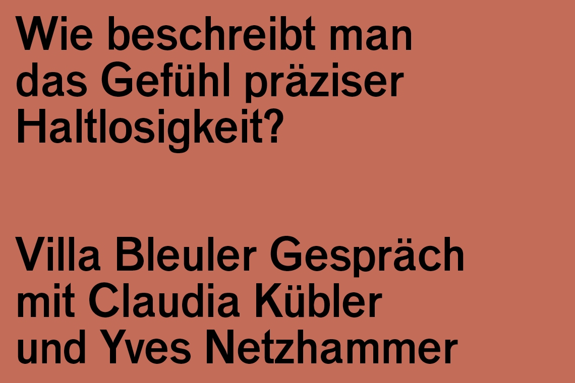 Villa Bleuler Gespräch: Kübler / Netzhammer