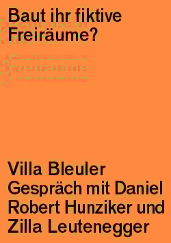 Villa Bleuler Gespräch: Robert Hunziker und Zilla Leutenegger